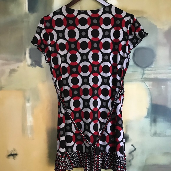 Dressbarn Top, Size M, Red/Blk/Wht - Picture 7 of 8